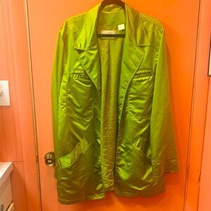 Dana Buchman Green Trench Coat Lightweight Water-Resistant
